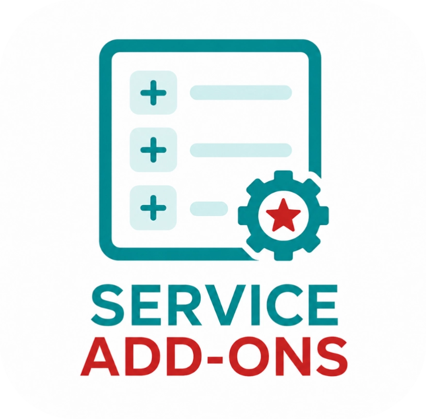 Service add-ons checklist with gear icon