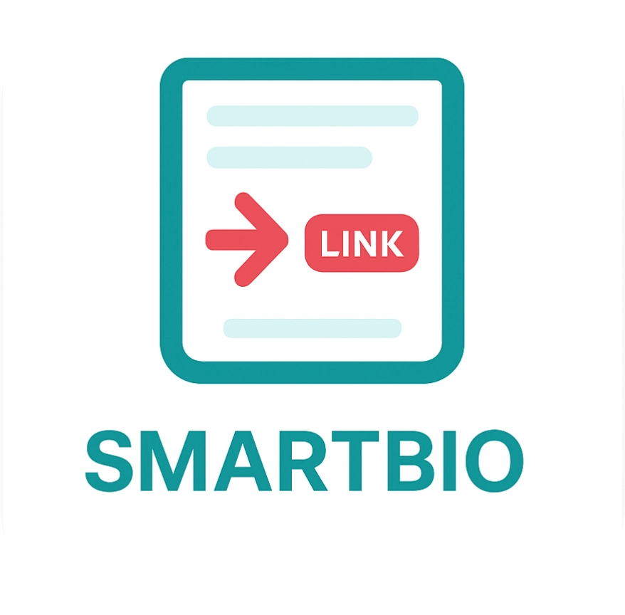 SmartBio logo with link button icon