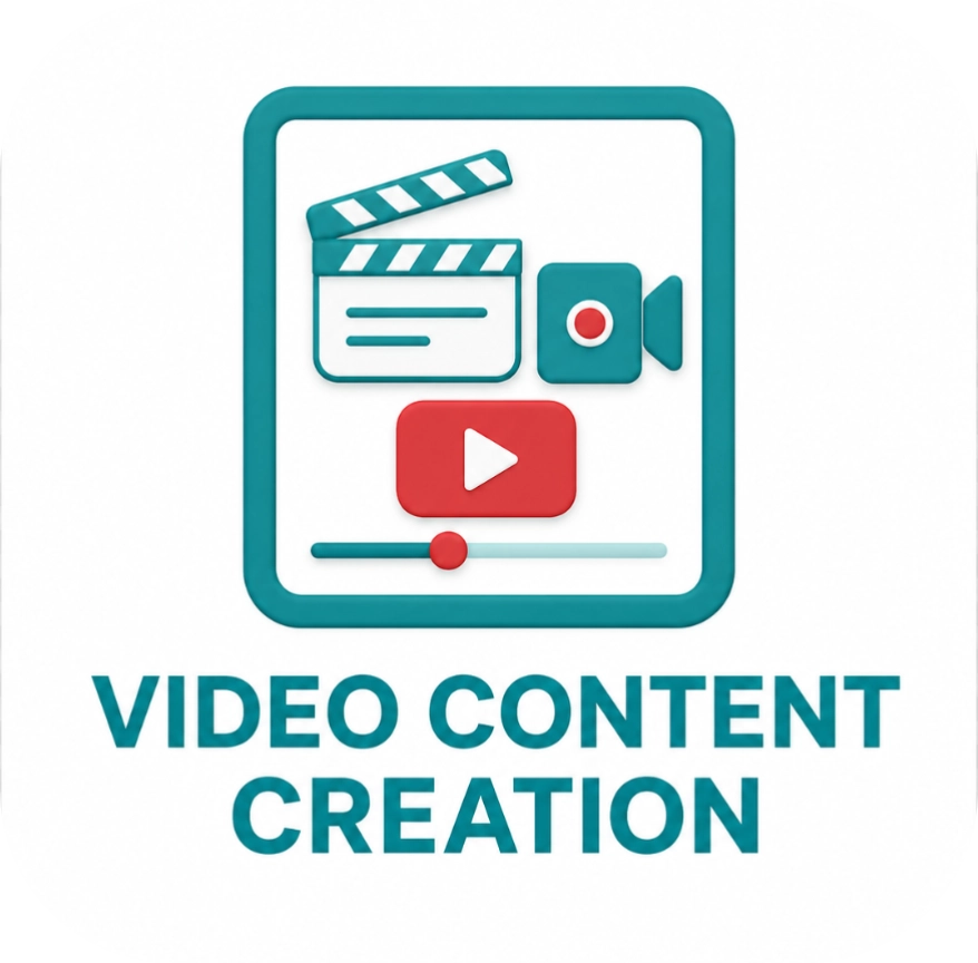 Video content creation icon with clapperboard and camera