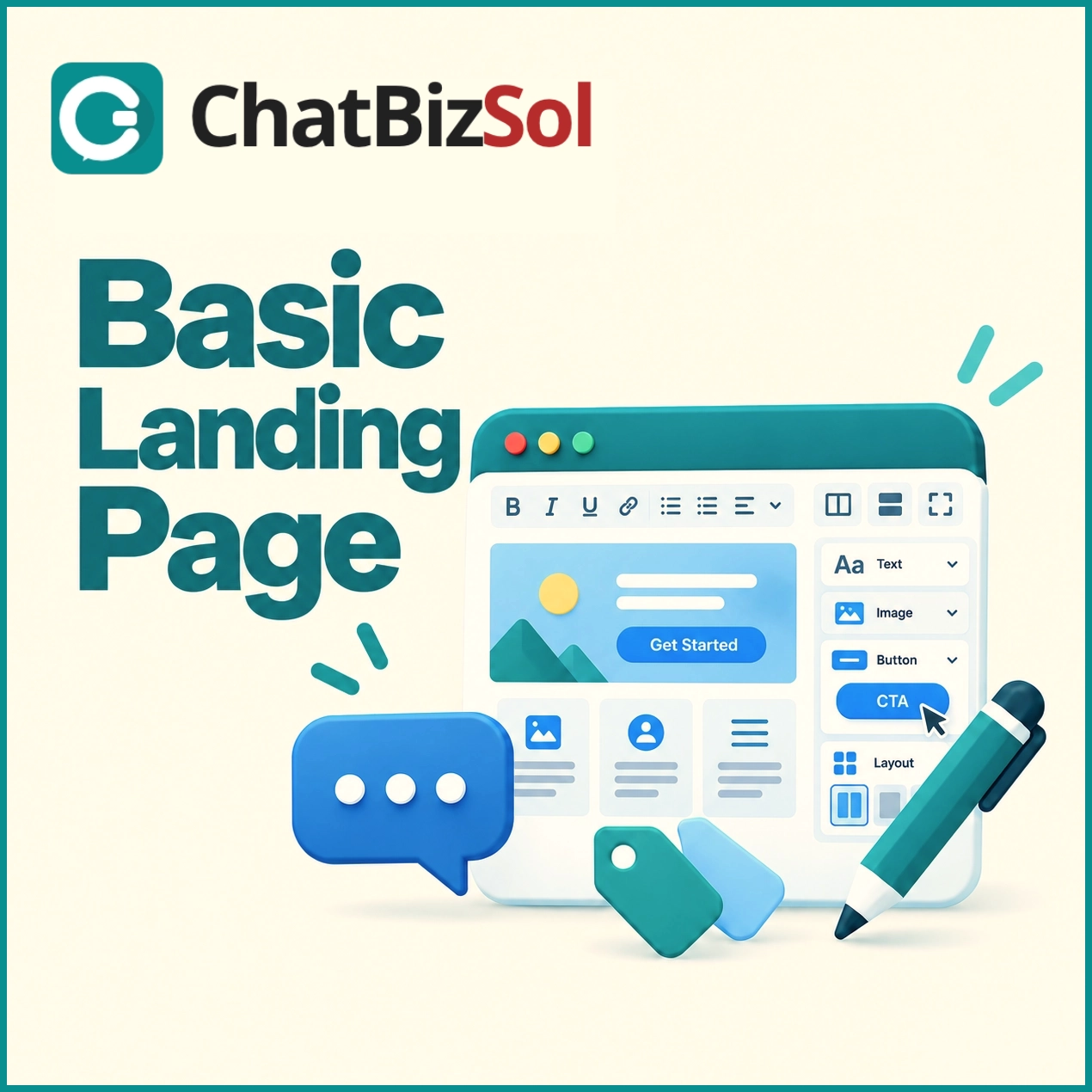 ChatBizSol basic landing page design illustration