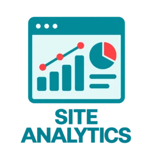 Site analytics dashboard icon with charts and graphs