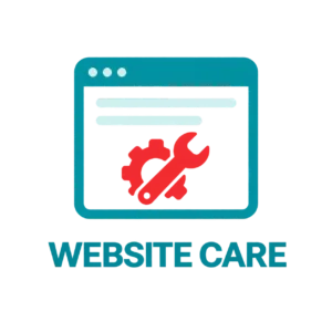 Website care logo with browser window, wrench and gear